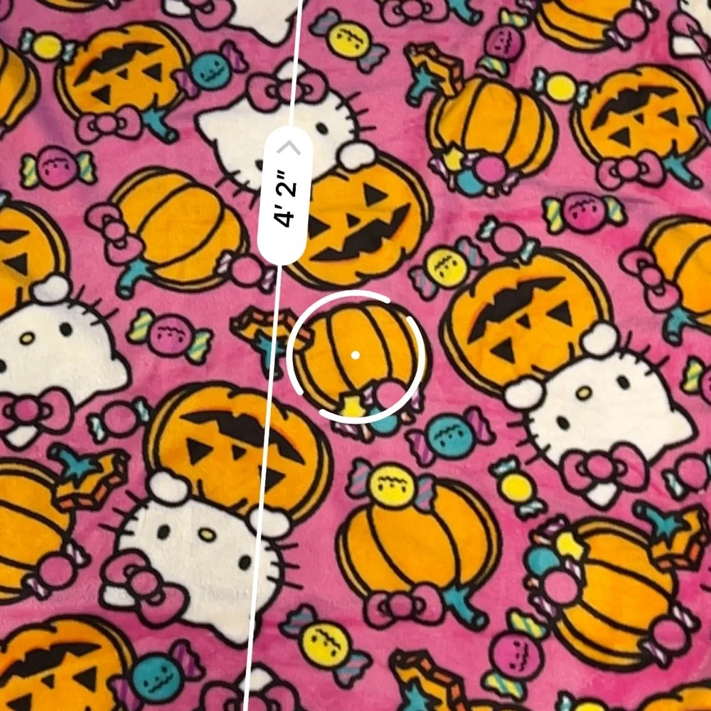 Sanrio Pink Halloween Blanket with Hello Kitty and Pumpkins